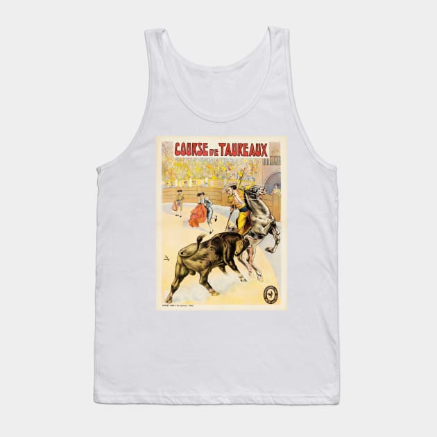 COURSE DE TAUREAUX Paris French Bull Fighting Performance Poster by Cândido de Faria 1907 Tank Top by vintageposters